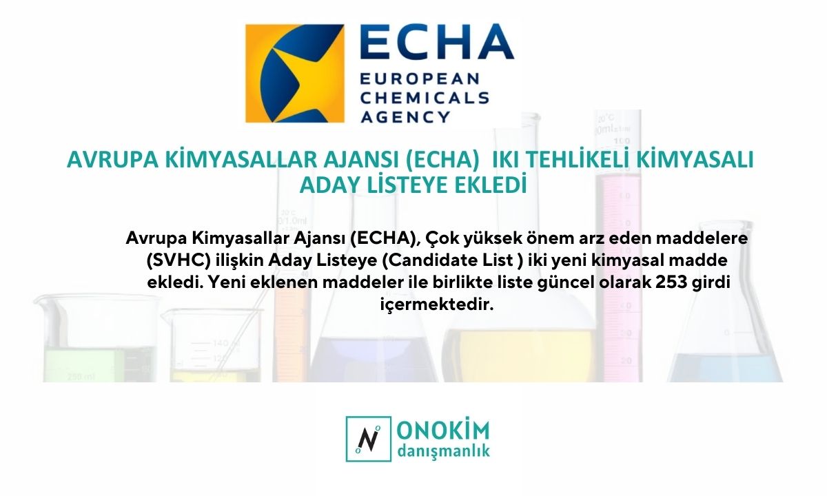 Avrupa Kimyasallar Ajansı (ECHA) Aday Listeye İki Tehlikeli Kimyasal Madde Ekledi. Avrupa Kimyasallar Ajansı (ECHA) Çok yüksek önem arz eden maddelere (SVHC) ilişkin Aday Listeye “n-hexane ve 4,4′-[2,2,2-trifluoro-1-(trifluorometil)etiliden]difenol ve tuzları” maddelerini ekledi. Yeni eklenen maddeler ile birlikte liste güncel olarak 253 girdi içermektedir.